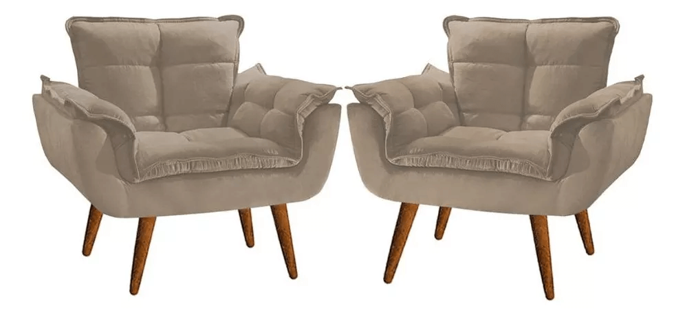 Kit 2 Poltrona Decorativa Opala Para Sala Recepção Luxo