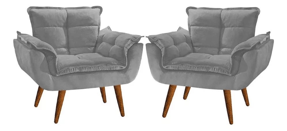 Kit 2 Poltrona Decorativa Opala Para Sala Recepção Luxo