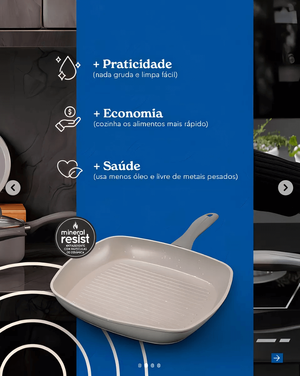 Jogo De Panelas de Cerâmica 7 Peças Cinza
