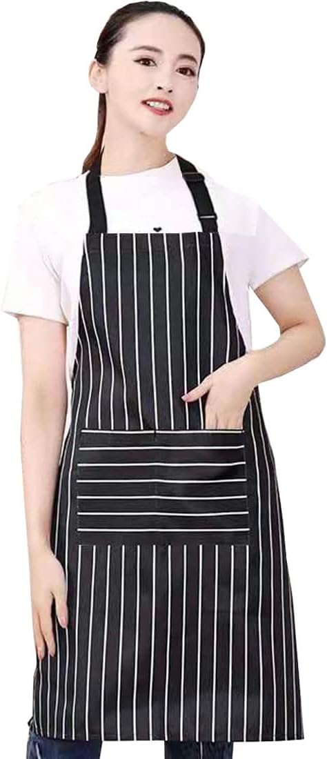 RUIBOLU Avental ajustável com 2 bolsos, aventais de algodão para cozinha e cozinha para mulheres, homens, chef, restaurante, churrasco, pintura