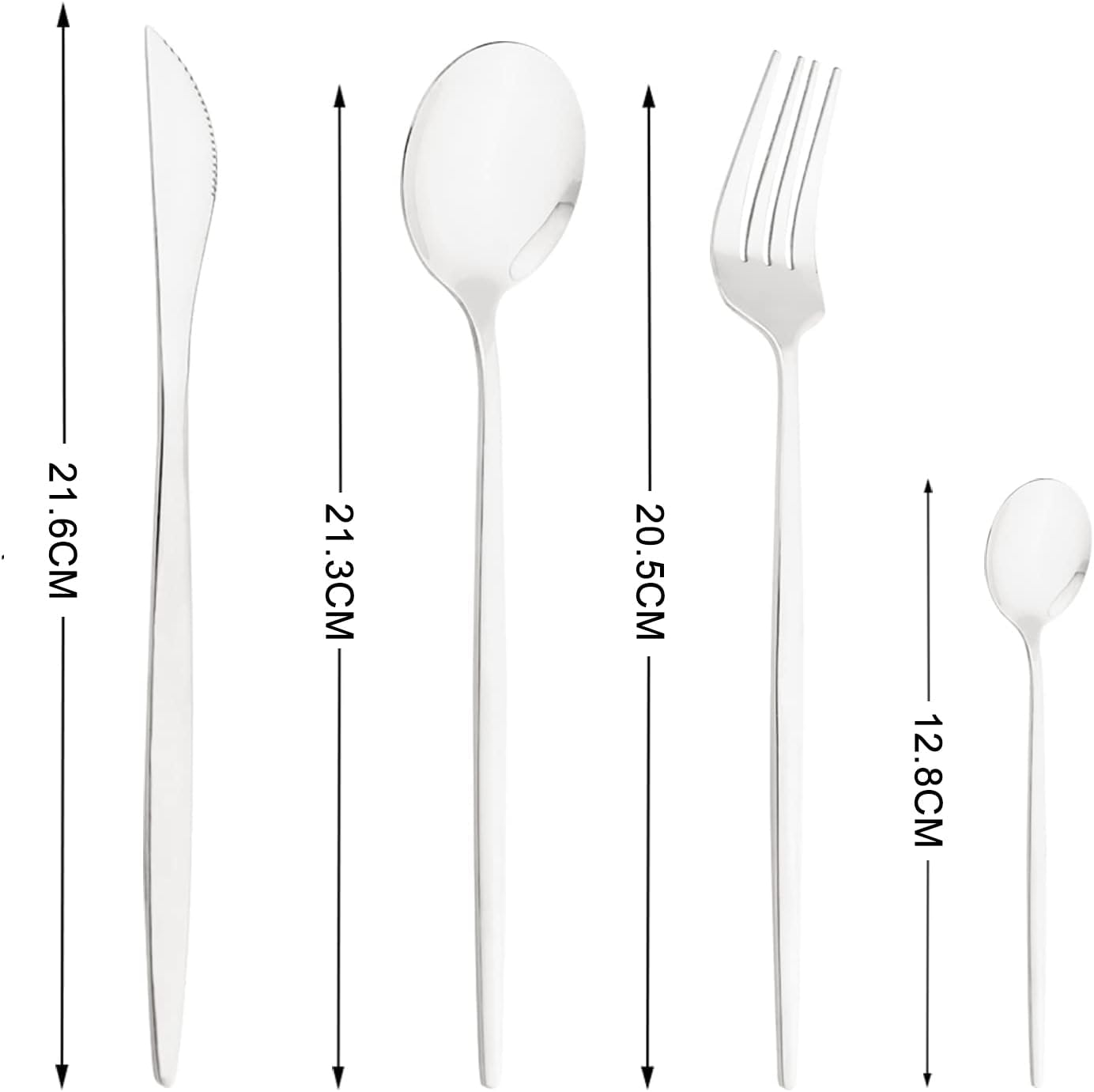 Talheres 24 Peças Aço Inox Faqueiros Com Colher Facas Garfo (Prata Eletrônica 24Peças)