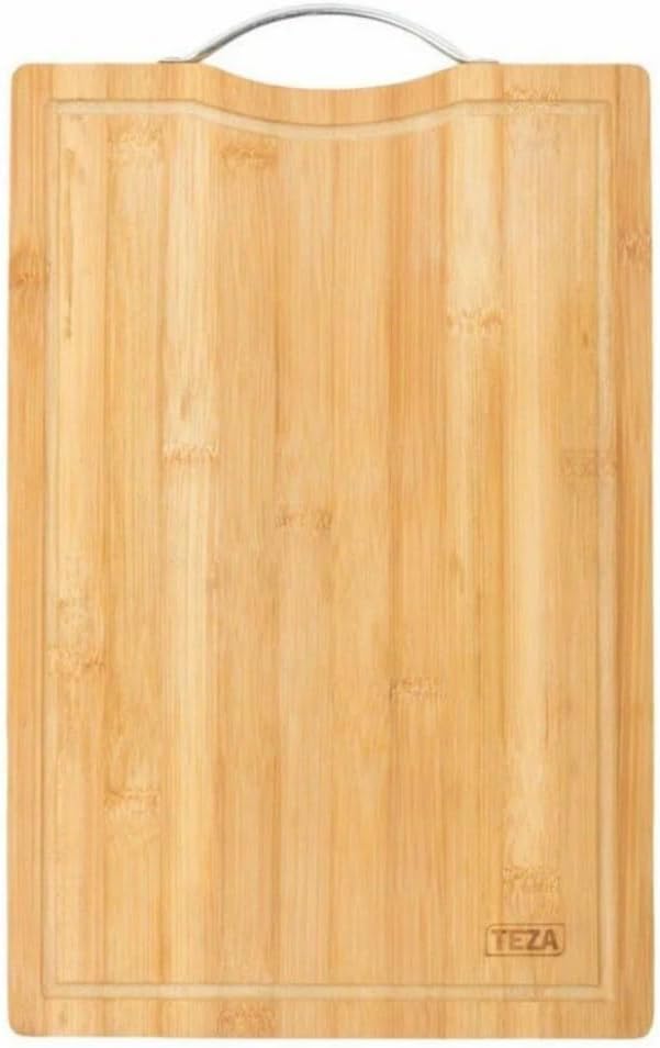 Kit para Churrasco 4 Peças, Faca, Garfo 26cm, Chaira, Tábua de Bambu com Sulco e Alça em Aço