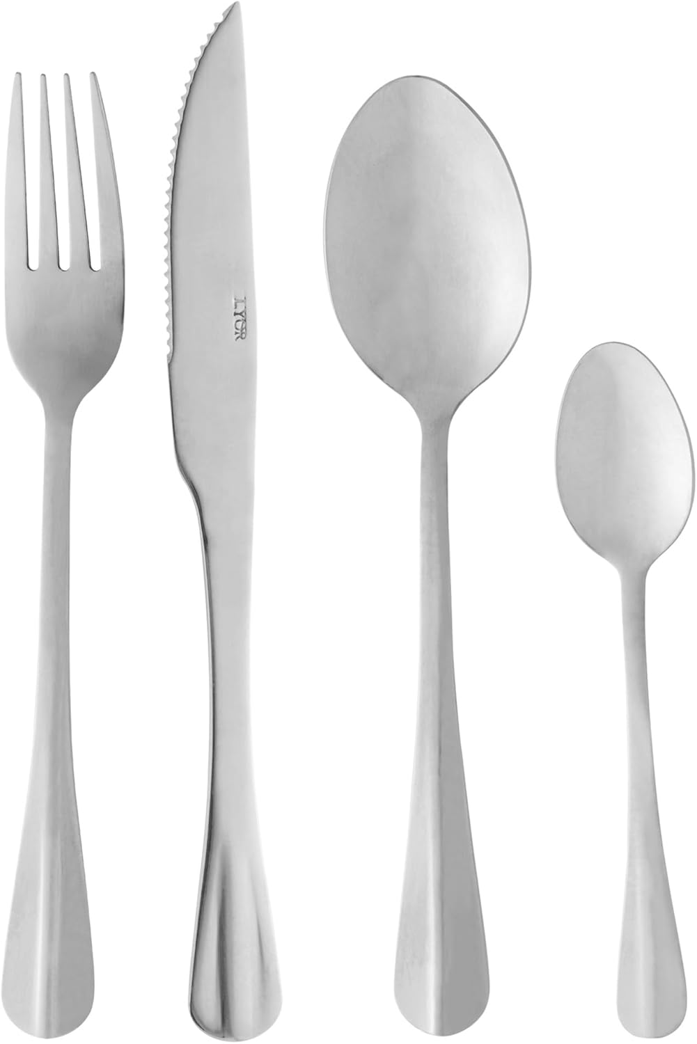 LYOR - Faqueiro de Aço Inox Positano 24 Peças - Jogos de Talheres - Mesa Posta - Utensílios de Cozinha, Enxoval, Casamento, Decoração