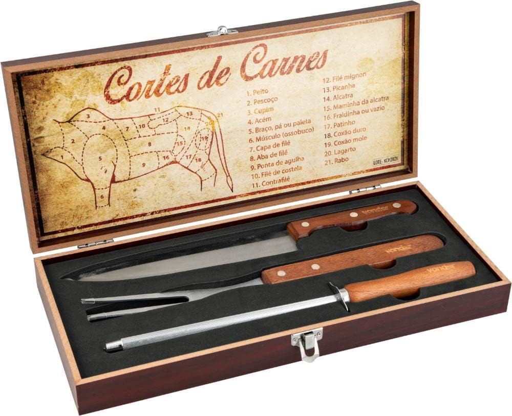 Kit Churrasco (4pc)Aco Inox C/Maleta Vd