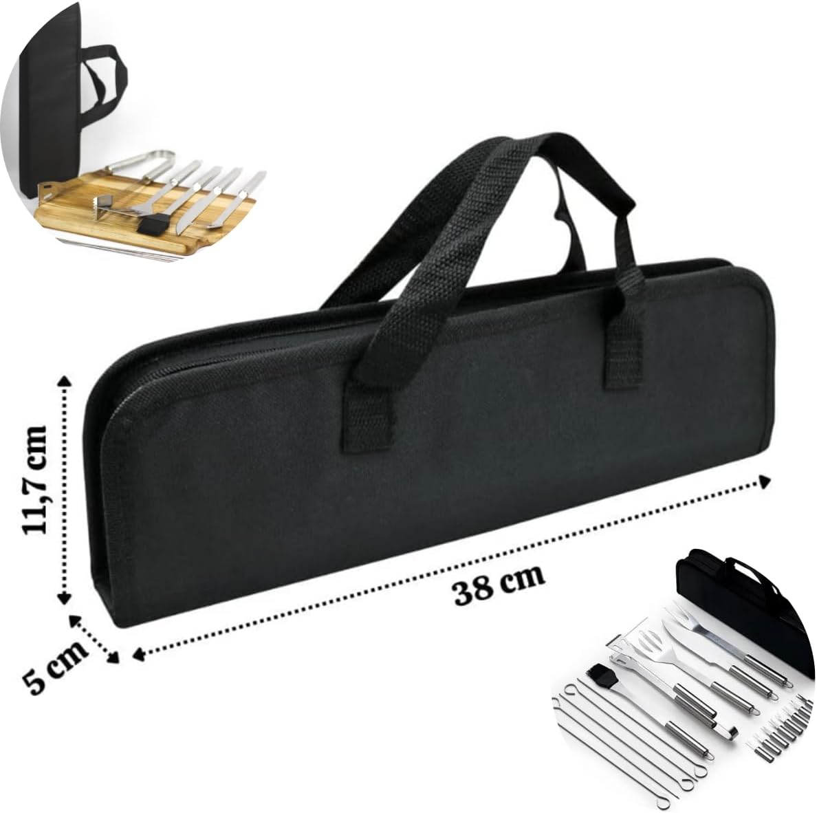 Kit Para Churrasco 9 Peças Com Estojo Resistente E Alça Cabo De Inox Inoxidável Presente Vendana