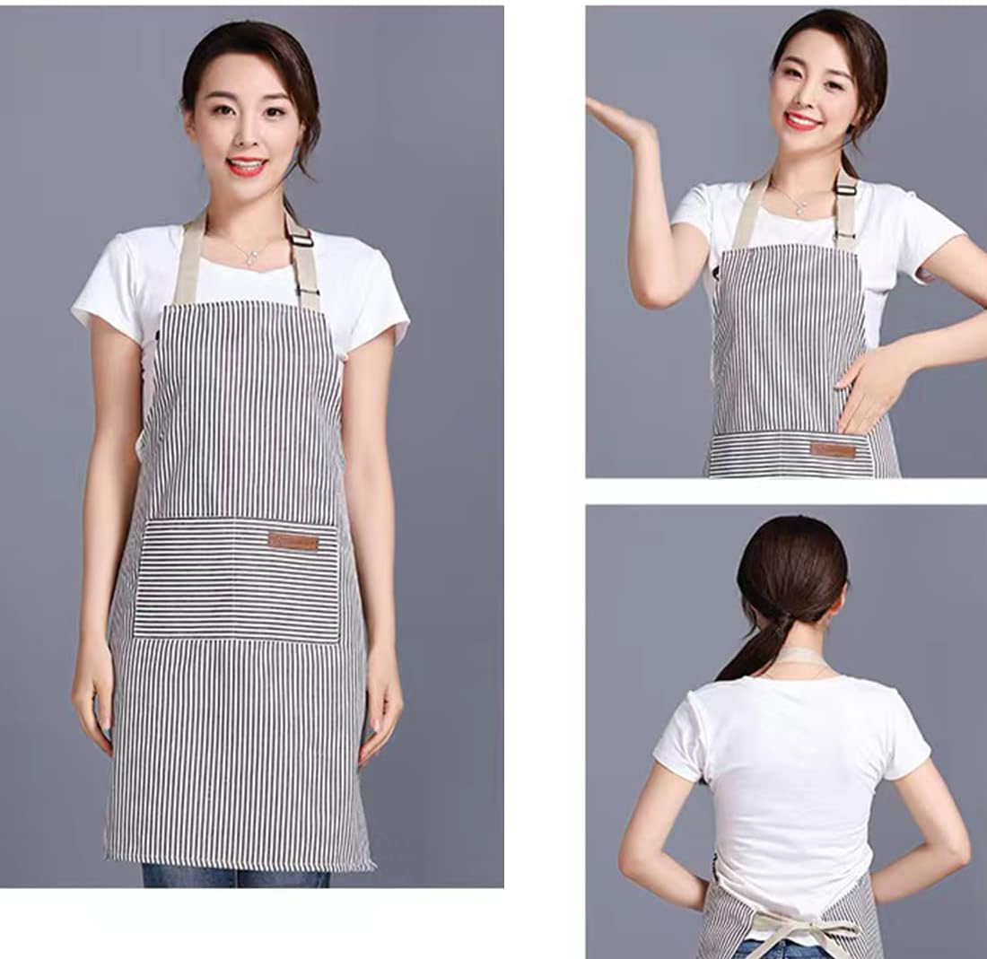 RUIBOLU Avental ajustável com 2 bolsos, aventais de algodão para cozinha e cozinha para mulheres, homens, chef, restaurante, churrasco, pintura