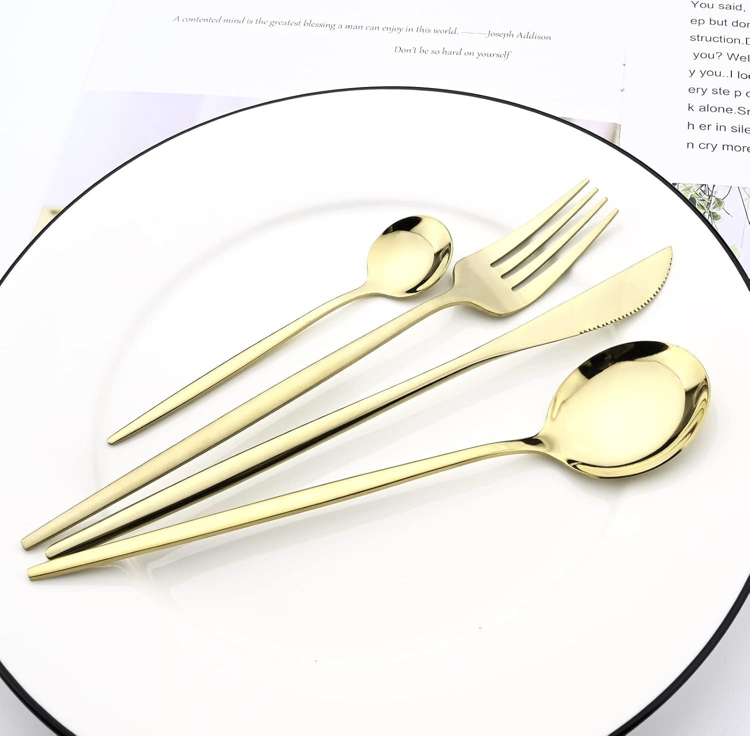 Talheres 24 Peças Aço Inox Faqueiros Com Colher Facas Garfo (Prata Eletrônica 24Peças)