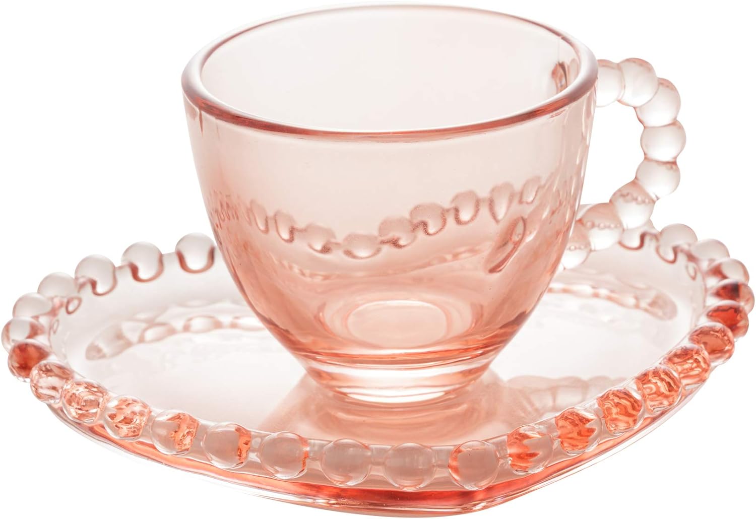Conjunto 4 Xícaras de Café de Cristal com Pires Coração 85ml