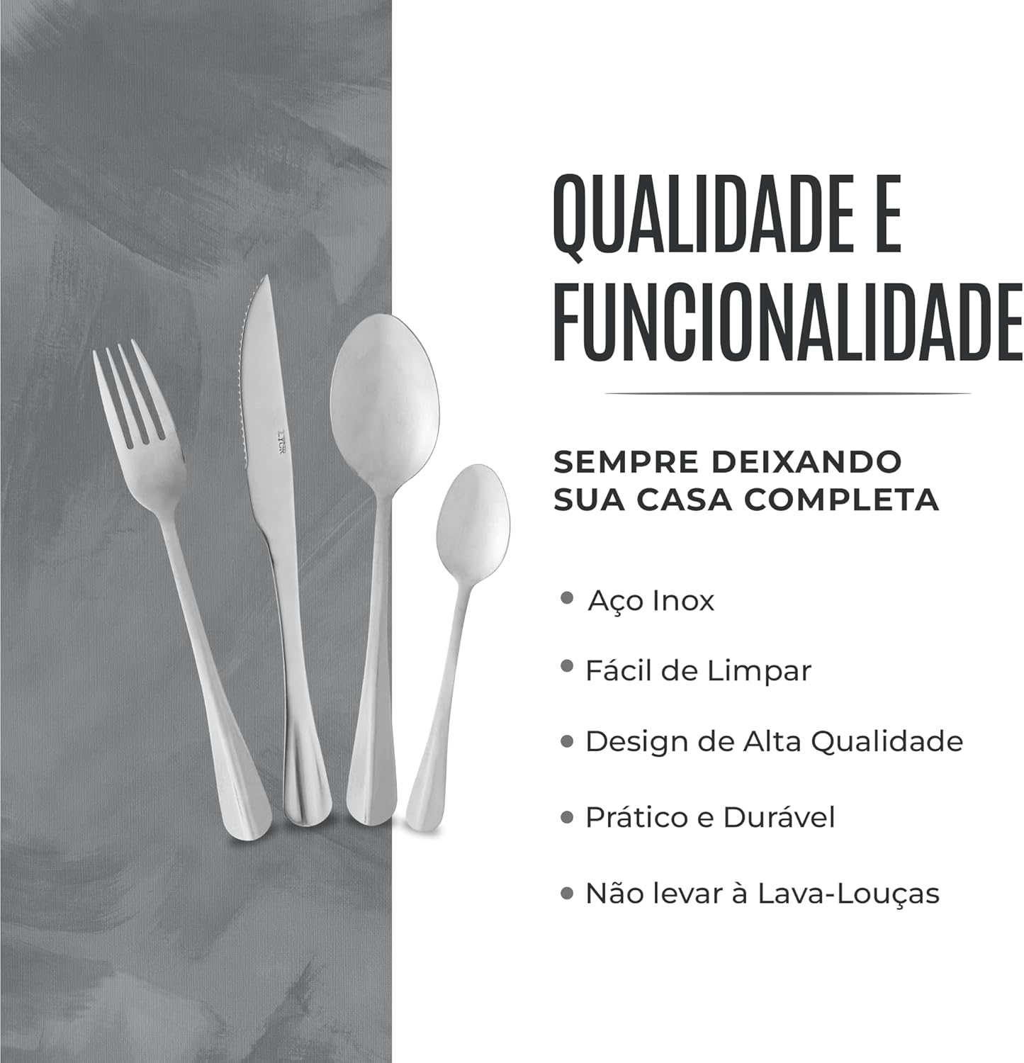 LYOR - Faqueiro de Aço Inox Positano 24 Peças - Jogos de Talheres - Mesa Posta - Utensílios de Cozinha, Enxoval, Casamento, Decoração