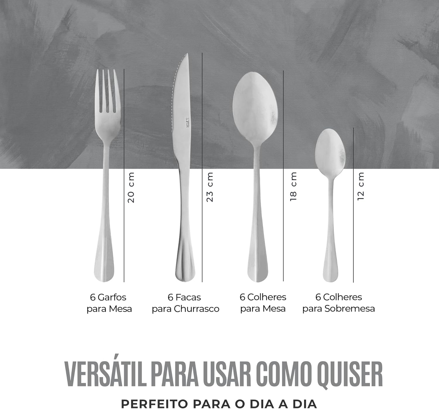 LYOR - Faqueiro de Aço Inox Positano 24 Peças - Jogos de Talheres - Mesa Posta - Utensílios de Cozinha, Enxoval, Casamento, Decoração