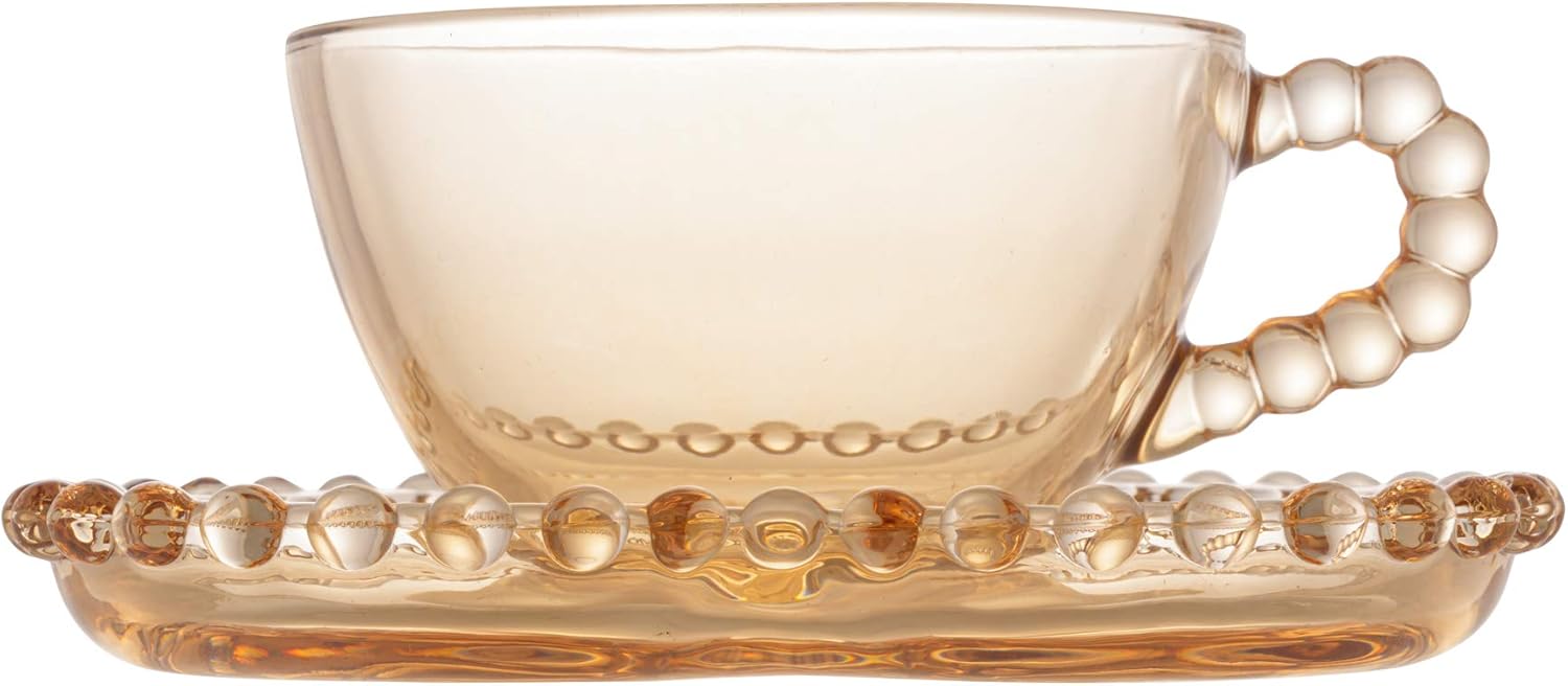 Conjunto 4 Xícaras de Café de Cristal com Pires Coração 85ml