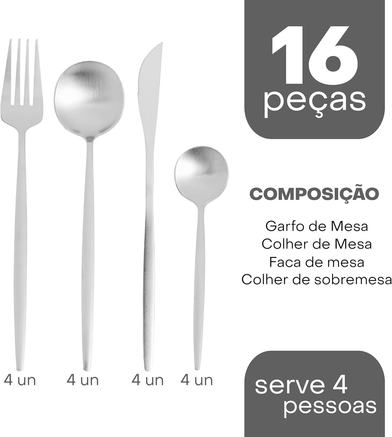 LYOR - Faqueiro 16 Peças de Aço Inox Ópera - Jogo de Talheres