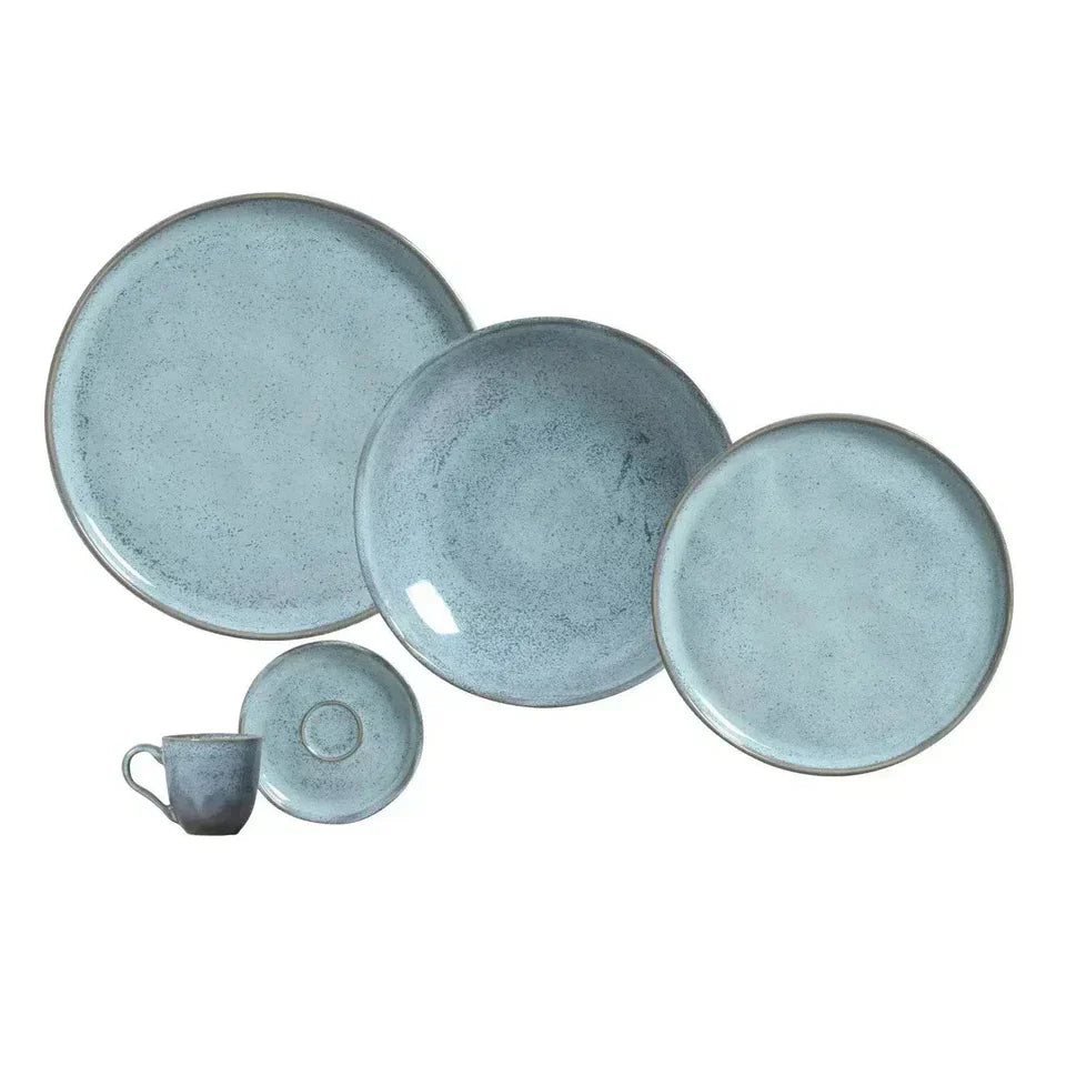 Aparelho de Jantar Azul Retrô – 60 peças (com Brinde) | Serve 06 Pessoas