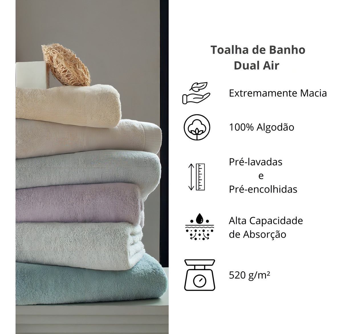 Jogo Banho Buddemeyer 05 Peças Dual Air Cotton 100% Algodão Cor Dual Air Branco