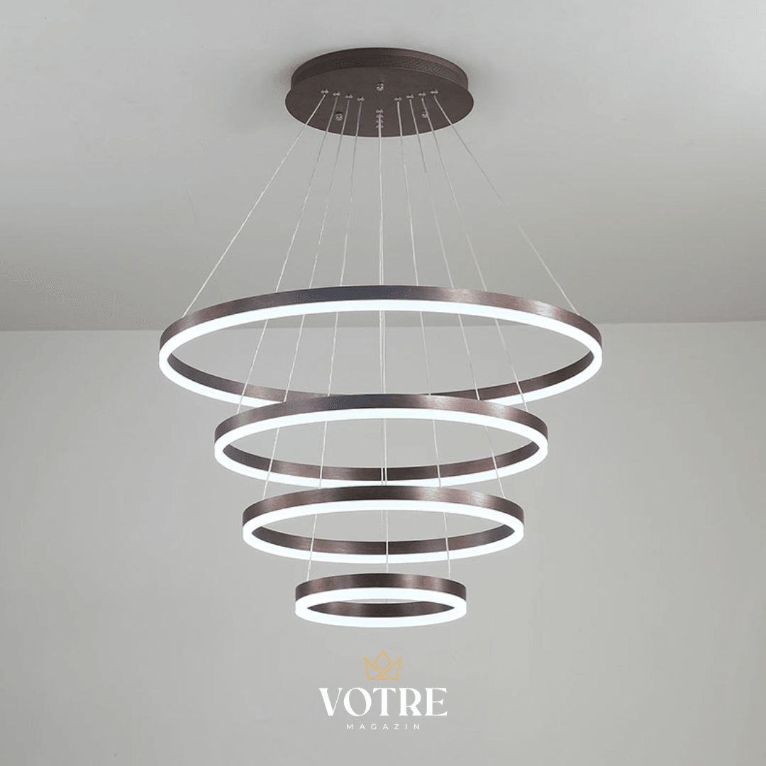 LUSTRE CHANDELIER EM 4 ANÉIS DE LED