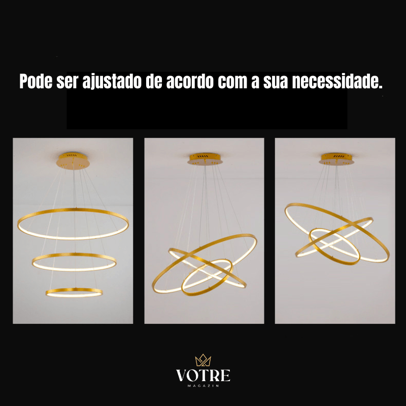 LUSTRE PENDENTE EM ANÉIS DE LED
