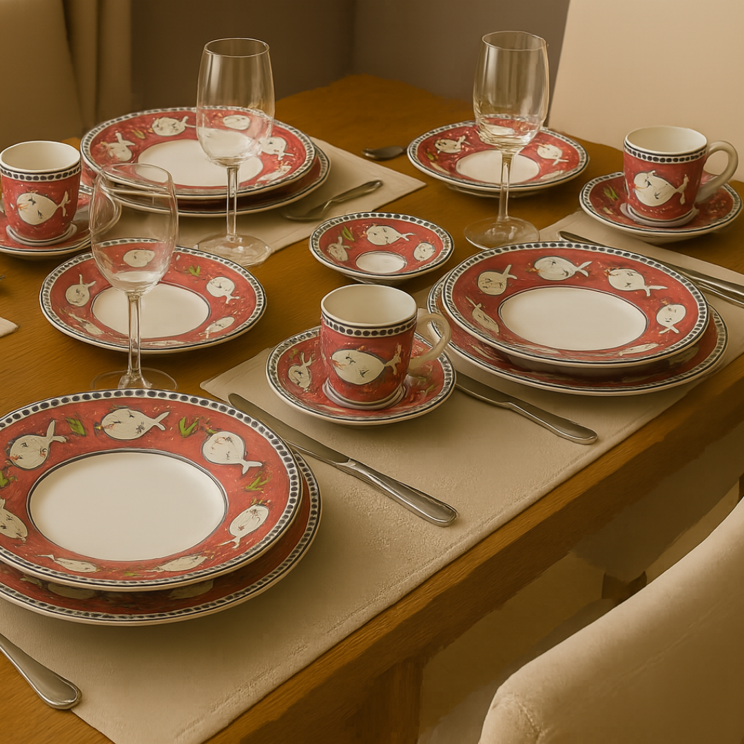 Aparelho de Jantar Colori Di Mare Rosso Marino – 60 peças (com Brinde) | Serve 06 Pessoas