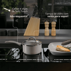 Jogo De Panelas de Cerâmica 7 Peças Cinza