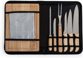 Genérico Kit de Churrasco 8 Peças com Tábua de Bambu