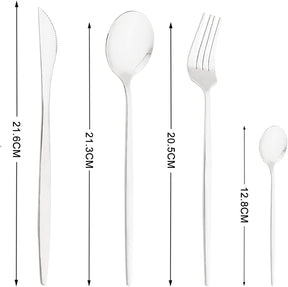 Talheres 24 Peças Aço Inox Faqueiros Com Colher Facas Garfo (Prata Eletrônica 24Peças)