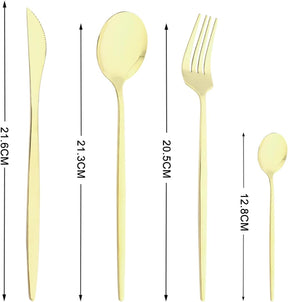 Talheres 24 Peças Aço Inox Faqueiros Com Colher Facas Garfo (Prata Eletrônica 24Peças)