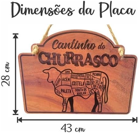 Placa Cantinho Do Churrasco - Decoração Mdf Cortes Bovino