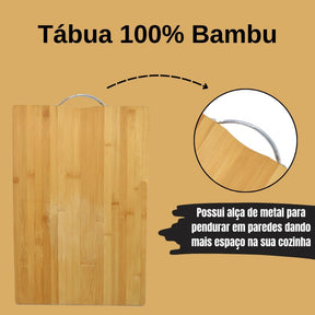 Kit para Churrasco 4 Peças, Faca, Garfo 26cm, Chaira, Tábua de Bambu com Sulco e Alça em Aço