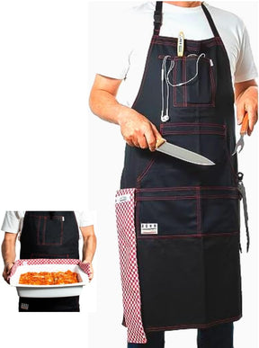 Avental Masculino Feminino Ajustável Confortável Costura Dupla Algodão inclui Toalha de panela resistente ao calor