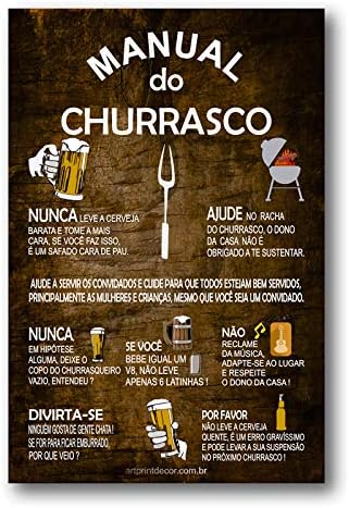 Placa Decorativa Manual do Churrasco Mdf 30x40 cm