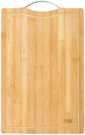 Kit para Churrasco 4 Peças, Faca, Garfo 26cm, Chaira, Tábua de Bambu com Sulco e Alça em Aço