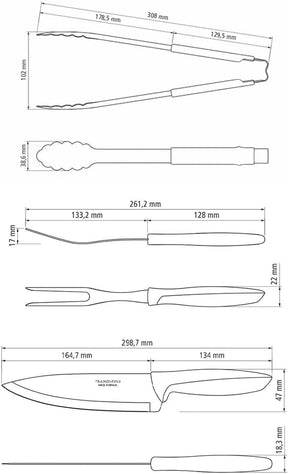 Kit Churrasco 3 Peças Tramontina Plenus 23498449 Marrom