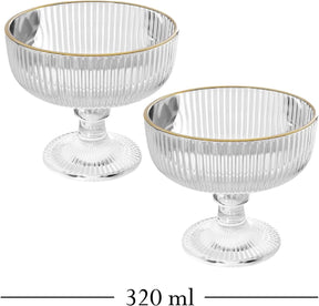 WOLFF - Conjunto 6 Taças de Vidro para Sobremesa com Fio de Ouro Lines 320ml