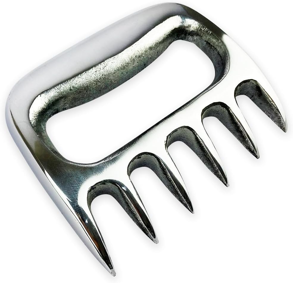 Kit Churrasco Premium com Tábua de Madeira Desenhada, 2 Potes Removíveis, Faca e Garra de Urso para Carne