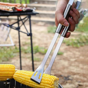 Kit Conjunto Profissional para Churrasco em Aço Inox com maleta 15 peças