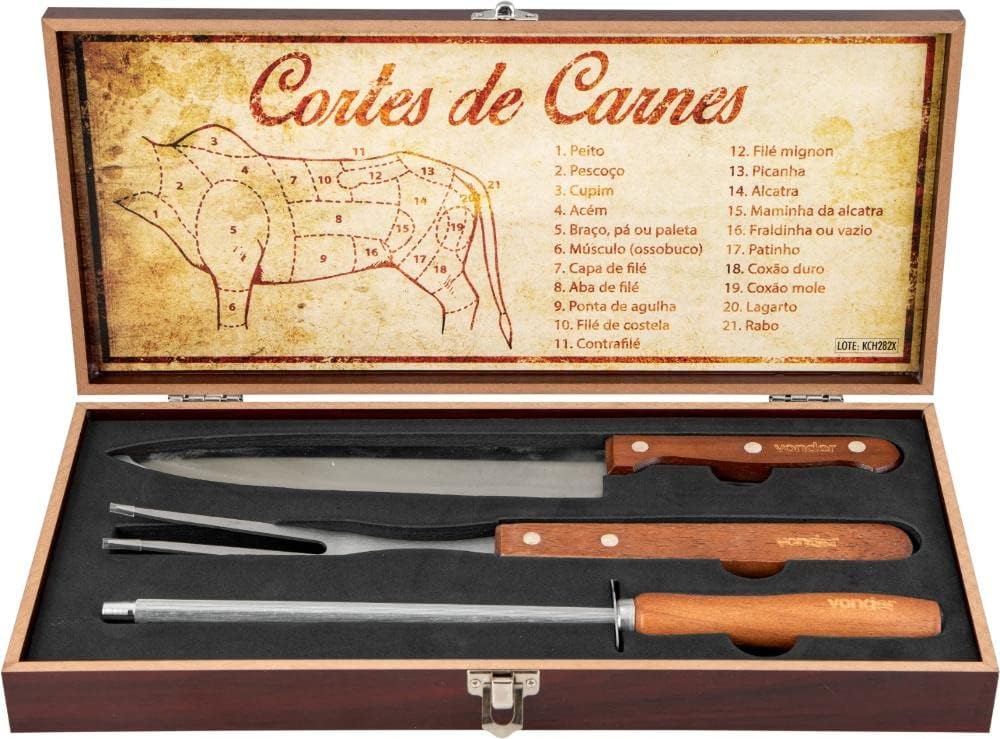 Kit Churrasco (4pc)Aco Inox C/Maleta Vd