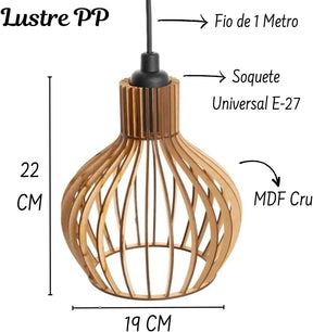 Lustre Luminária Madeira Área Churrasco Pendente Sala Copa