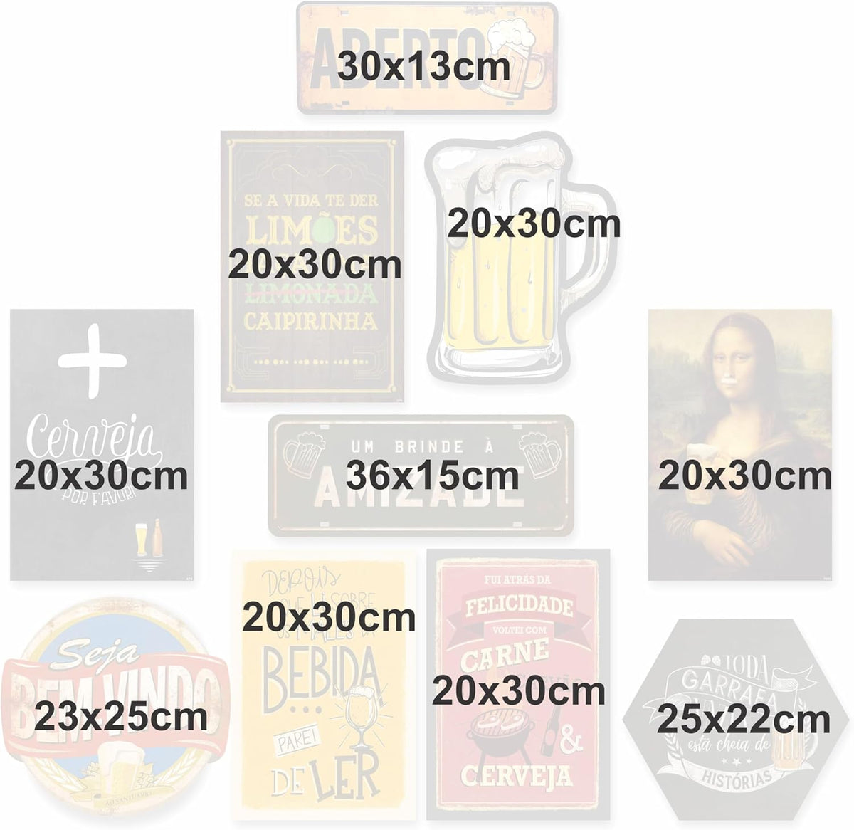 Kit com 10 placa decorativas em mdf - Cerveja Bebidas Churrasco