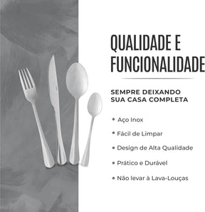 LYOR - Faqueiro de Aço Inox Positano 24 Peças - Jogos de Talheres - Mesa Posta - Utensílios de Cozinha, Enxoval, Casamento, Decoração