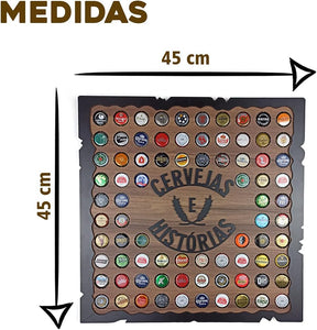 Quadro Porta Tampinhas Decorativo Para Sala Área de Festas Cantinho do churrasco - Cervejaterapia Cor Nogal