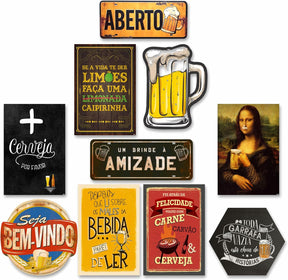 Kit com 10 placa decorativas em mdf - Cerveja Bebidas Churrasco