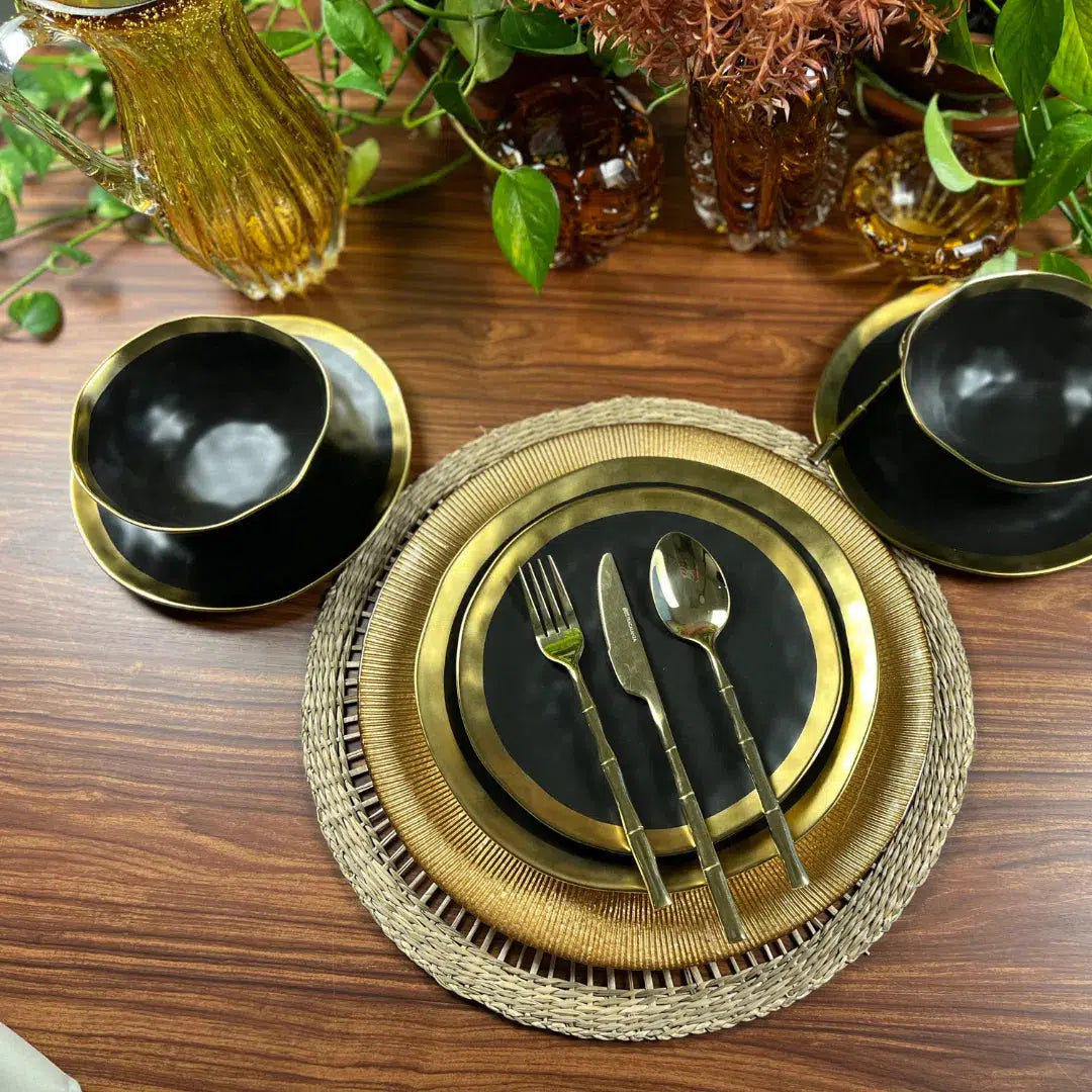 Aparelho de Jantar Marroquino Dourado  –  (com Brinde) | Serve 06 Pessoas