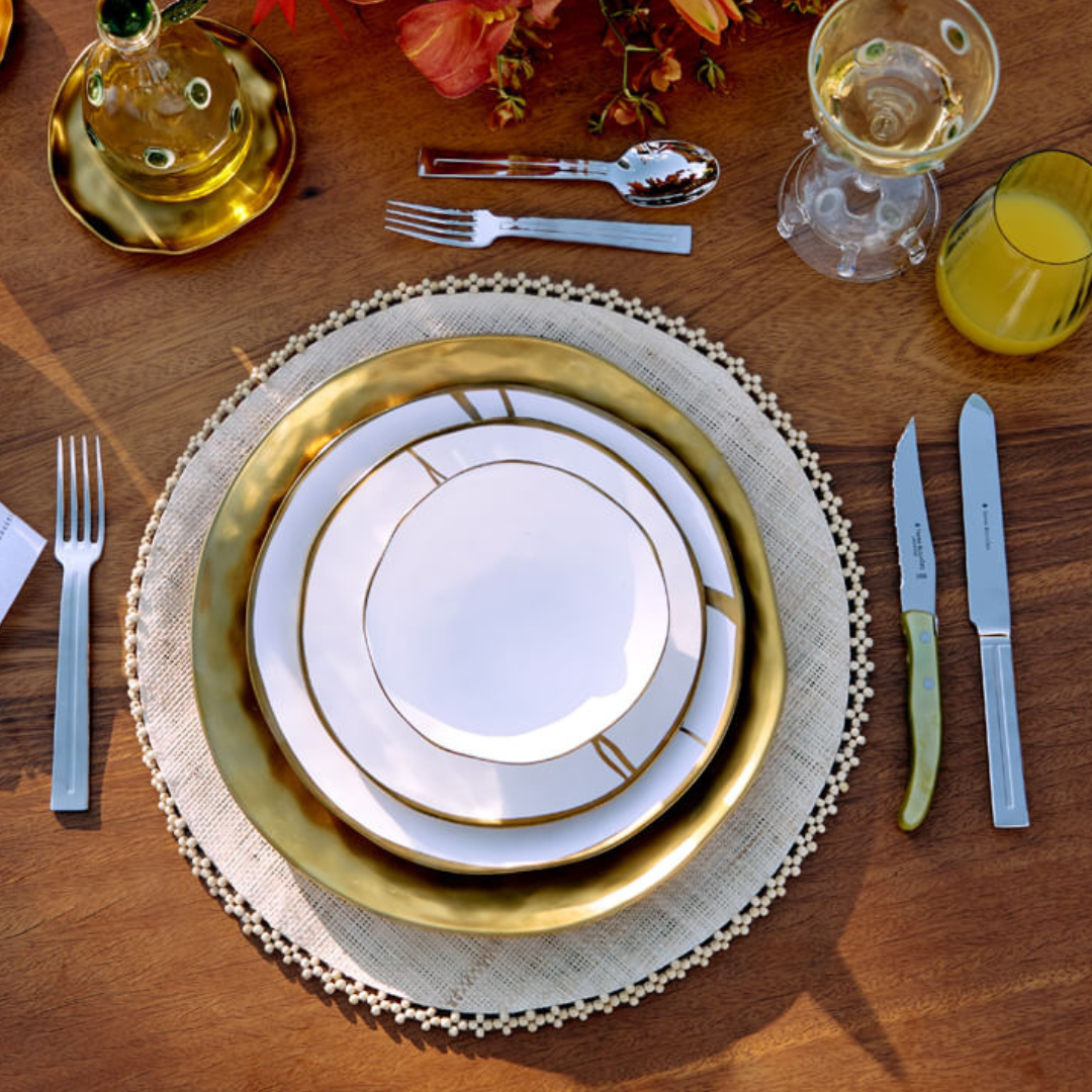 Aparelho de Jantar Gold White – 60 peças (com Brinde) | Serve 06 Pessoas
