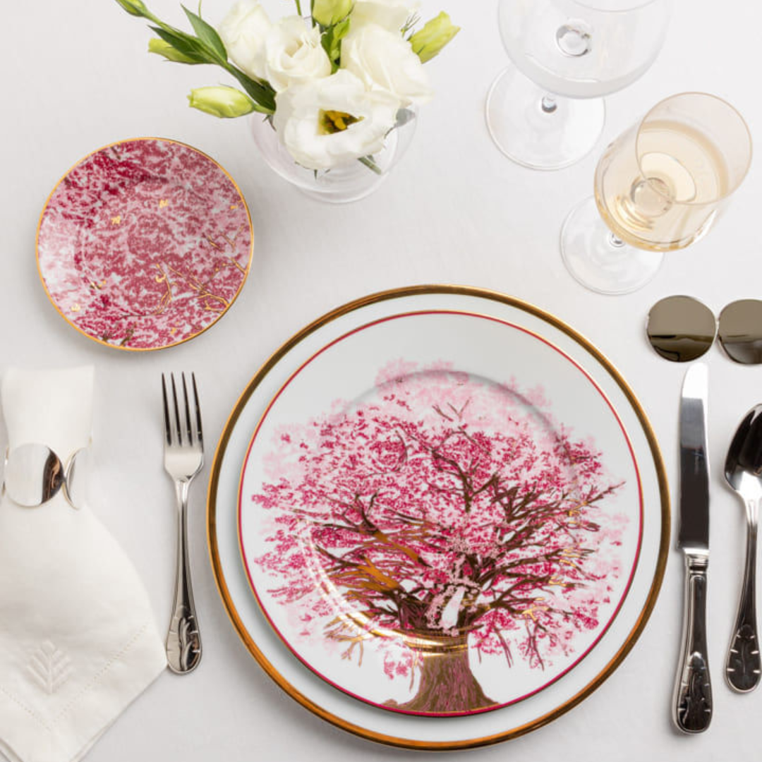 Linha Mesa Posta Brasil FLORES ROSAS - Serve 06 pessoas (Pré-venda)