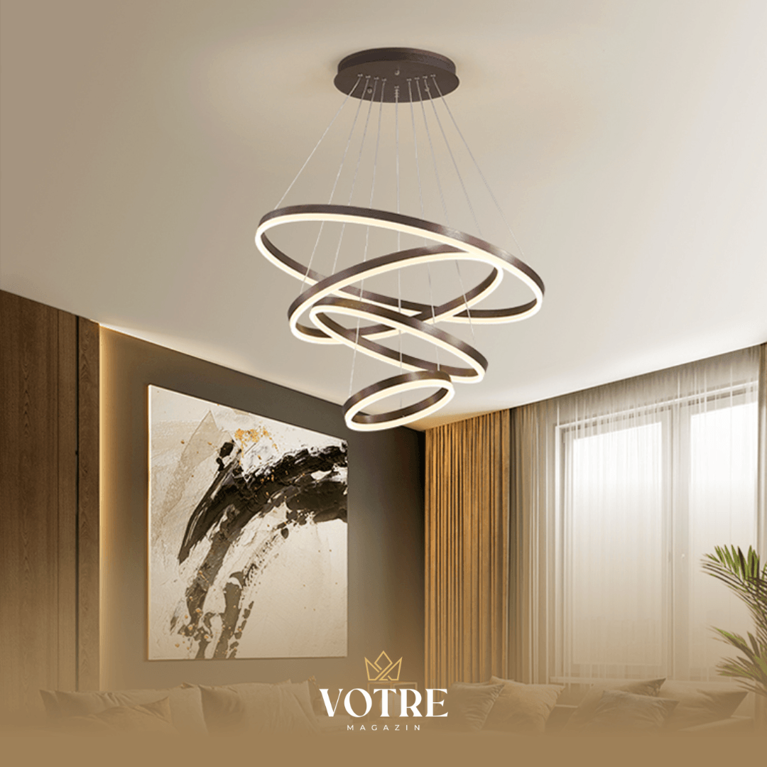 LUSTRE CHANDELIER EM 4 ANÉIS DE LED