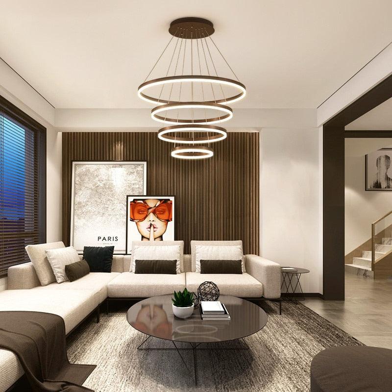 LUSTRE CHANDELIER EM 4 ANÉIS DE LED