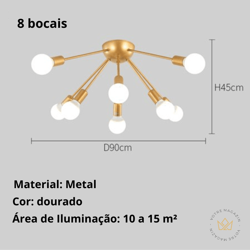 LUSTRE LAMPADÁRIO MODERNO (Modelo Exclusivo)
