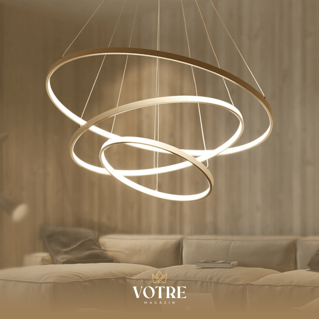 LUSTRE PENDENTE EM ANÉIS DE LED